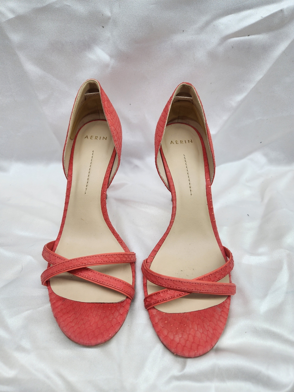 AERIN Coral Strappy Leather Sandals